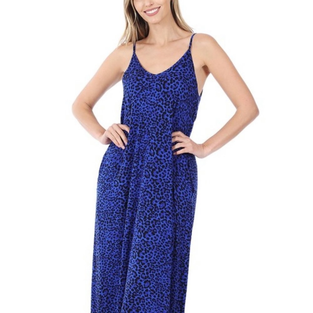 🐆Leopard Print Cami Maxi Dress With Pockets🐆